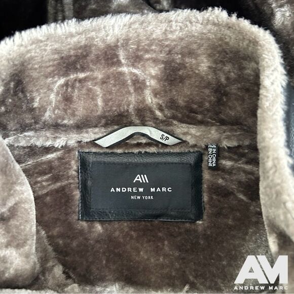Andrew Marc **NWT**  Men's Jutland Faux Shearling-Lined Moto Jacket in Black - Picture 10 of 10